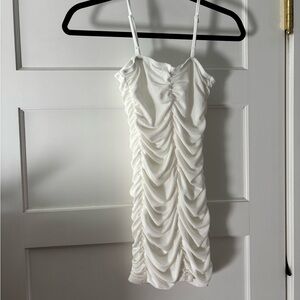 SHEIN White Ruched Mini Slip Dress